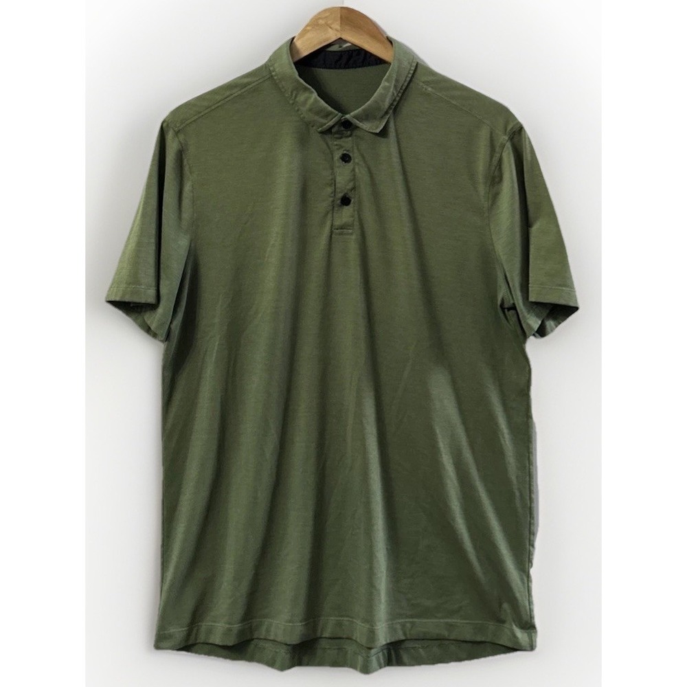 Mens Lululemon Evolution S/S Polo Shirt Sz Med/ Large EC See Measurements
